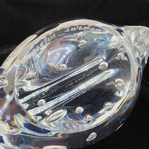 Signed Marcolin Art Glass Paperweight Crystal Fish Figure Bubbles 4.75" Tall - Picture 9 of 9